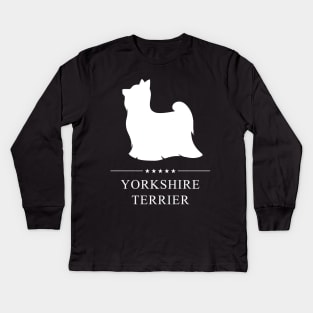 Yorkshire Terrier Dog White Silhouette Kids Long Sleeve T-Shirt